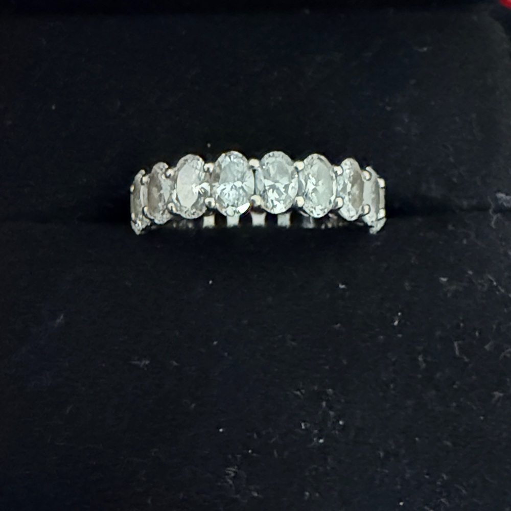 Elegant 18Kt white gold oval cut lab grown diamond eternity band ring